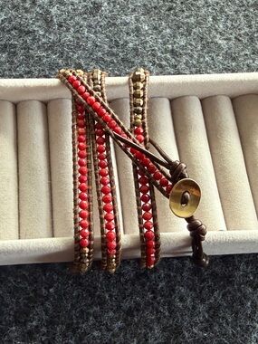 Chan Luu Bead Red Wrap Bracelet